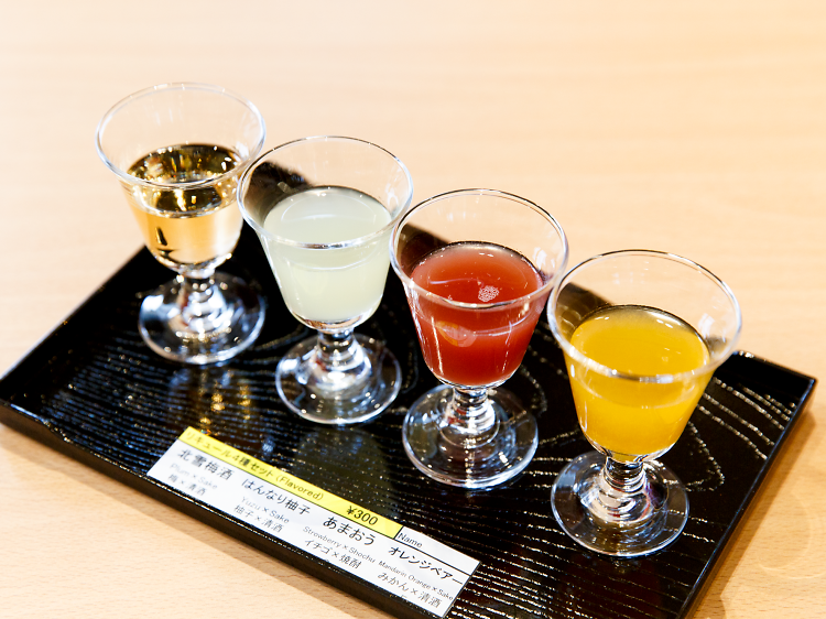 Sample all sorts of sake and shochu at the tasting counter