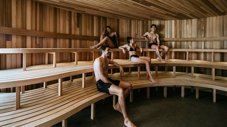 People in the sauna at Peninsula Hot Springs