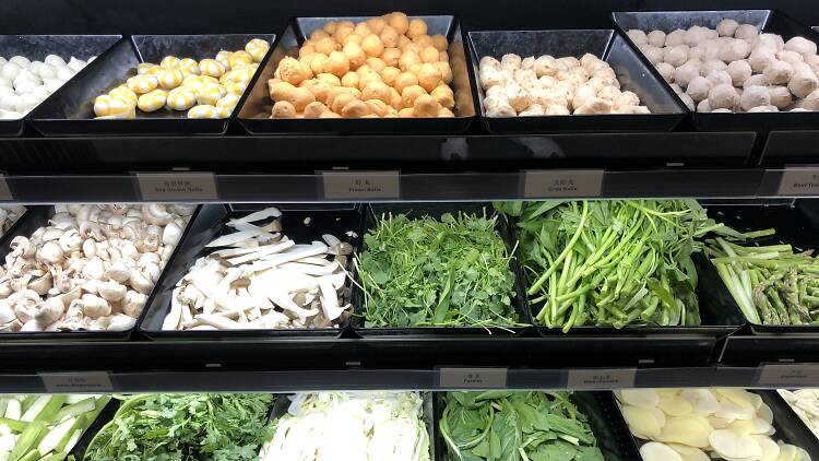 A selection of fresh ingredients for hot pot