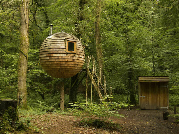 Swap the city for a suspended sphere in the woods