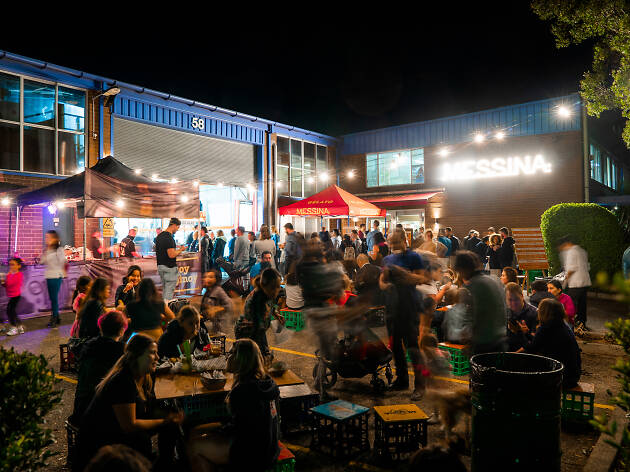 Messina Eats in Rosebery at night People eating gelato at night at Messina Eats Rosebery