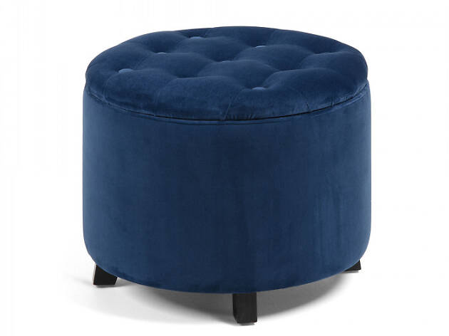 Puf azul con cajón Puf azul con cajón
