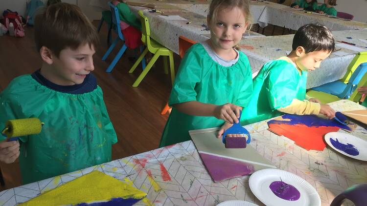 Kids in a art workshop at Mosman Art Gallery.