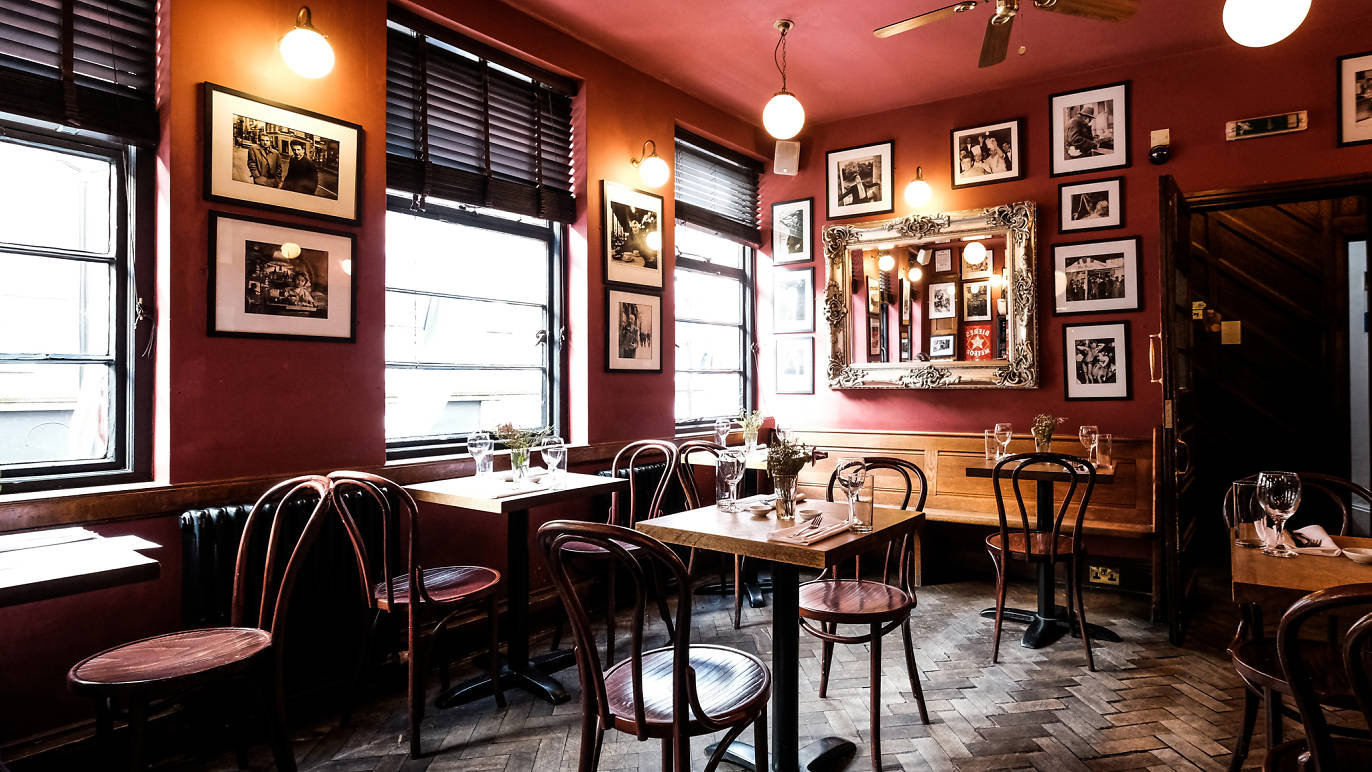 Upstairs at the French House Restaurants in Soho, London