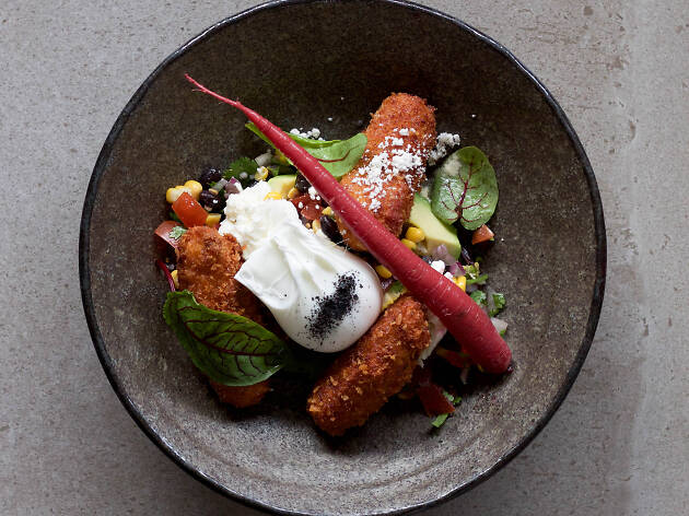 Abacus Bar and Dining A plate of avocado, pumpkin, carrot and egg