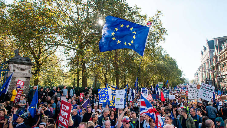 Brexit protesters gather in central London