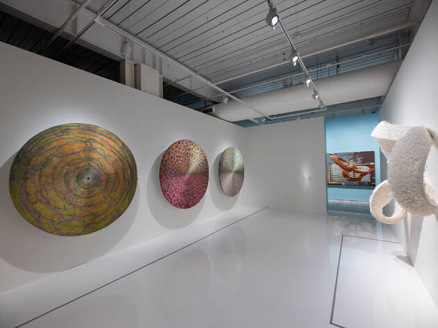 (Installation shot of Mia Liu 'A Route of Evanescence' and 'Guggen’ Dizzy'. Photograph: Supplied)