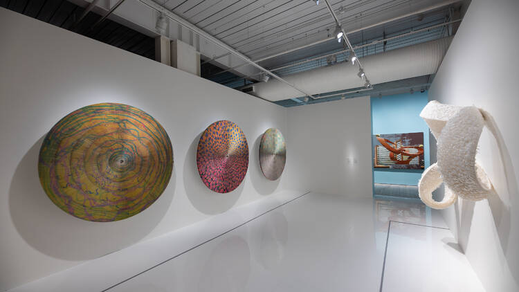 Installation shot of Mia Liu 'A Route of Evanescence' and 'Guggen’ Dizzy'. Photograph: Supplied