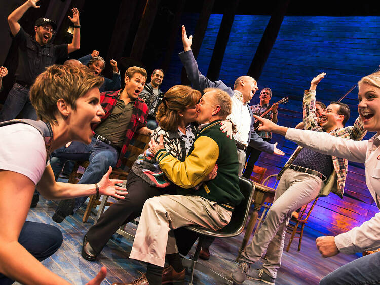 The original Broadway company of Come from Away on stage