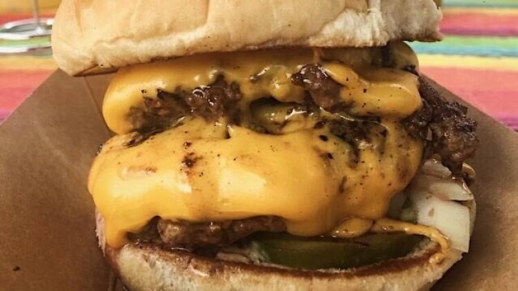 Goldburger smashburger pop-up in Los Angeles