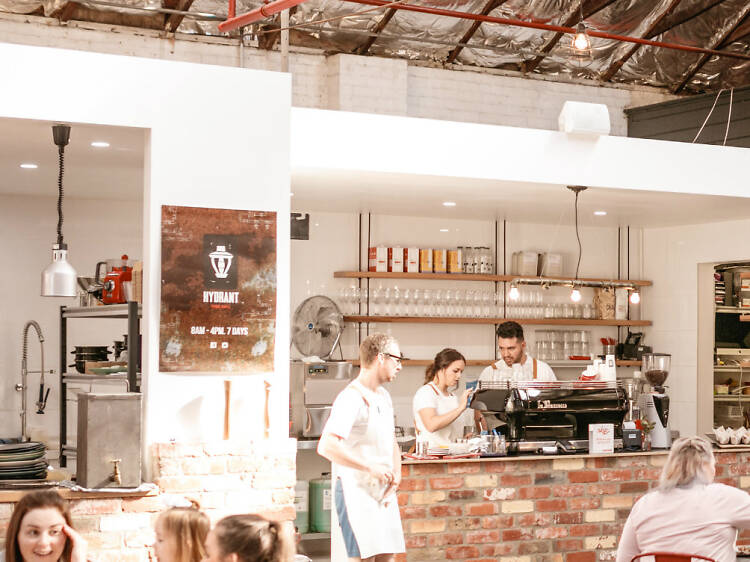 Crowd shot of people dining in Hydrant Food Hall