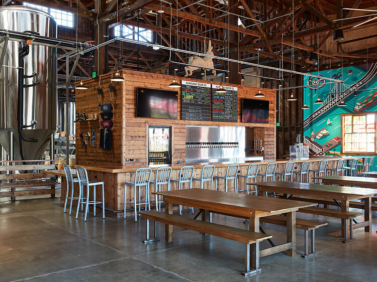 Almanac Brewery's bar area