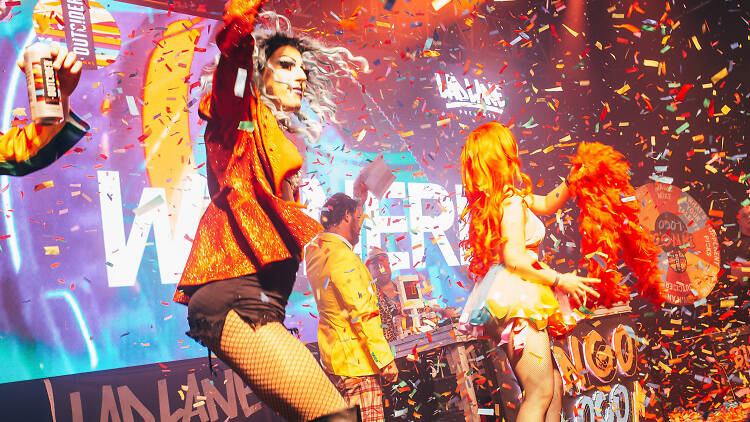 People on stage performing during Bingo Loco