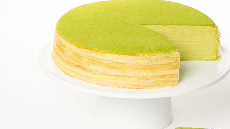 Green tea mille cake at Lady M Cake Boutique