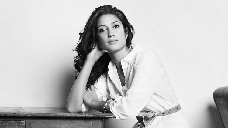 Pakistani writer Fatima Bhutto, black and white picture