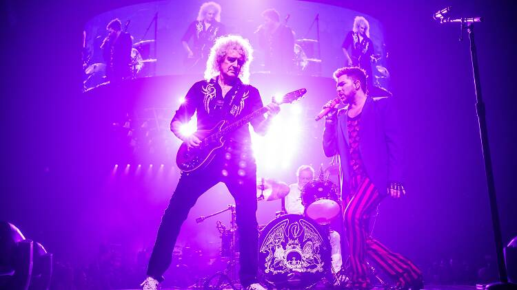 Queen and Adam Lambert on stage