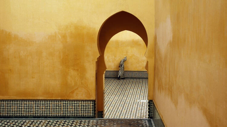 MOROCCO. Meknes. Moulay Ismael Mausoleum (Muslim shrine). 1985.