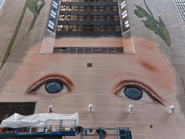 One of New York's largest murals is going up right now on 42nd Street