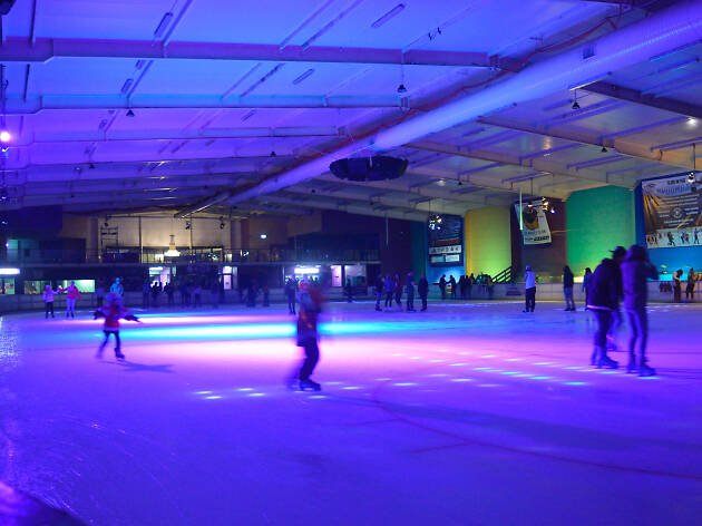 Penrith Ice Palace People ice skating at a disco night at Penrith Ice Palace.