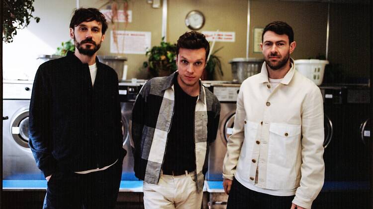 English trio Friendly Fires standing and looking at the camera