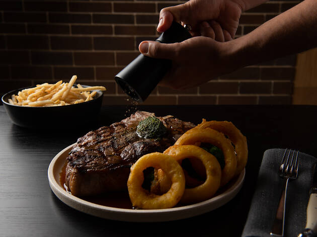 The Vicar steak and onion rings The Vicar steak and onion rings