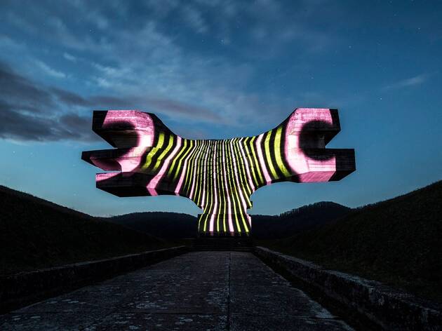Spectacular pictures of art intervention at Croatian monument Spectacular pictures of art intervention at Croatian monument