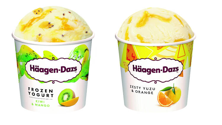 Haagen-Dazs Yuzu and Citrus Ice Cream & Kiwi and Mango Frozen Yoghurt