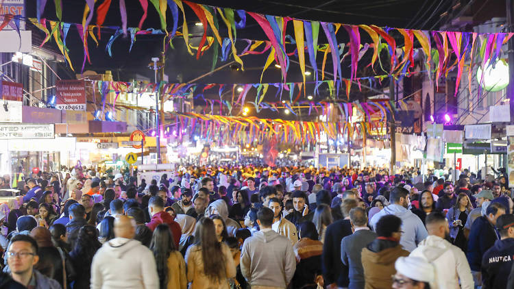 People at the night markets in Lakemba during Ramadan