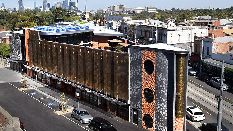 Aerial view over North Fitzroy Library building