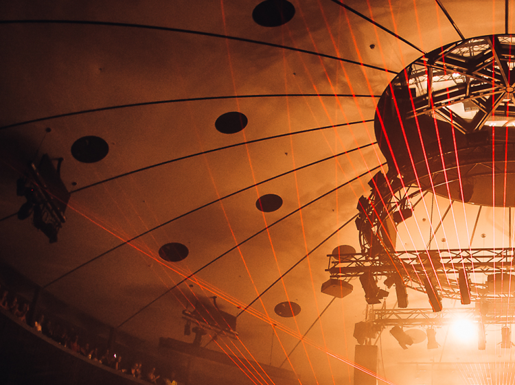 A crowd dancing at the Roundhouse.