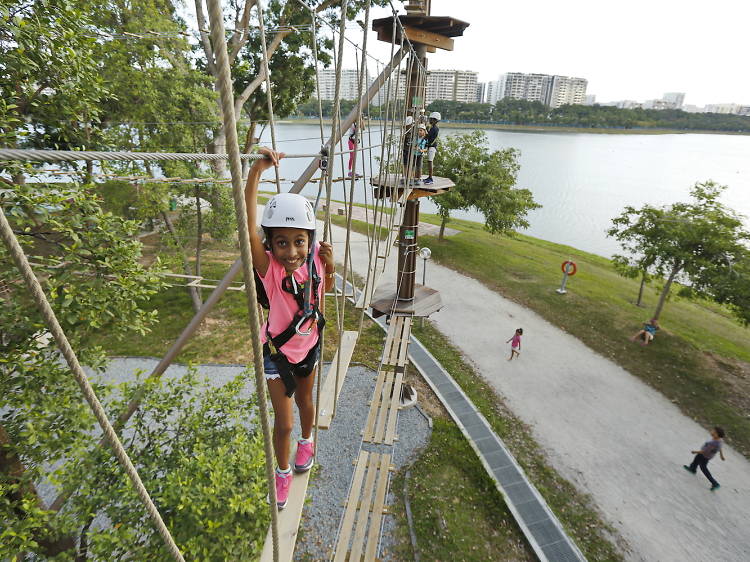 Take on an obstacle course at Forest Adventure