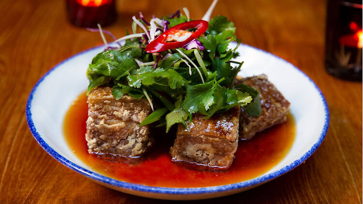 Red Spice Road pork belly dish