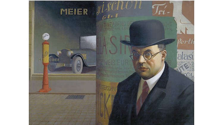 Georg Scholz, Self-Portrait in front of an Advertising Column, 1926