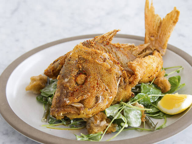 Nashville hot fish at Tartine Bianco the Manufactory in Downtown Los Angeles