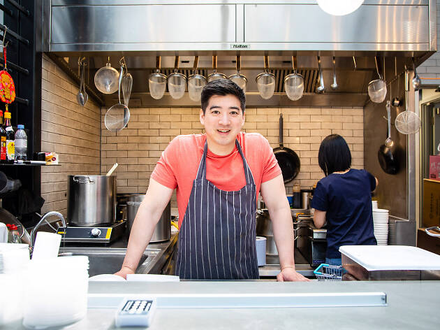 John Li, street food trader at Dumpling Shack, Old Spitalfields Market John Li, street food trader at Dumpling Shack, Old Spitalfields Market