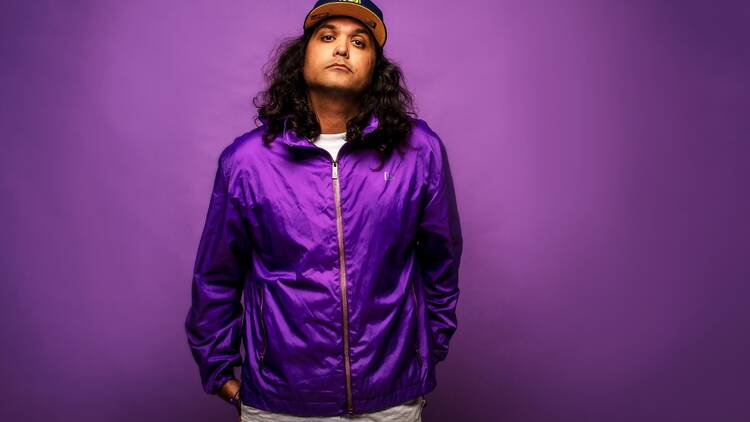 Northern Territory rapper Birdz press shot against purple background