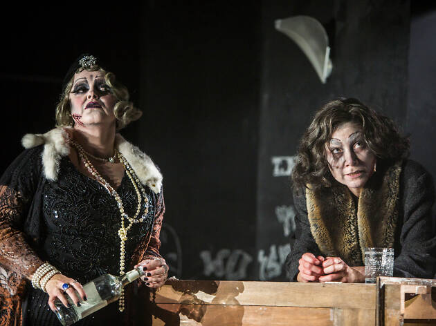 Razorhurst Two women dressed in elaborate make-up as part of the Razorhurst play.