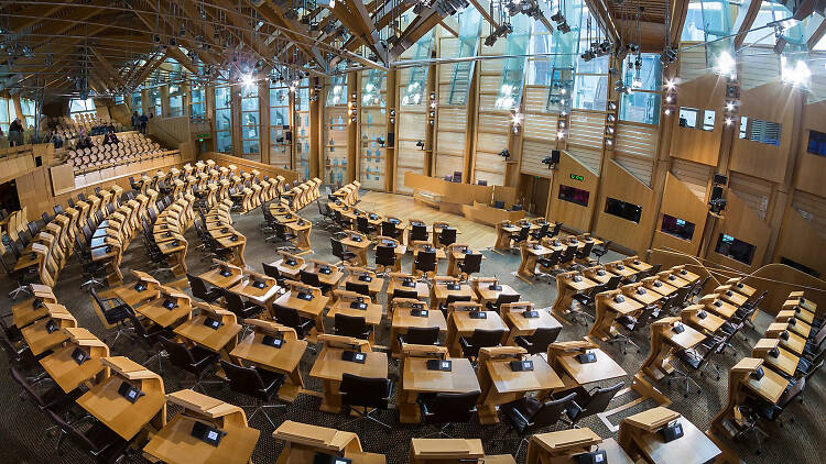 The debating chamber in the Scottish Parliament