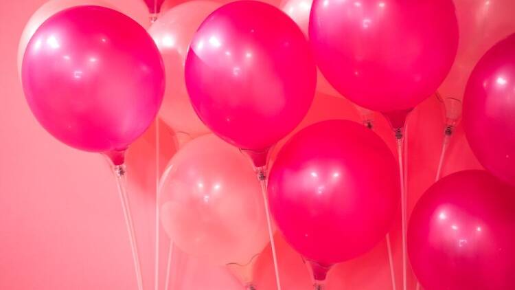 pink balloons, party