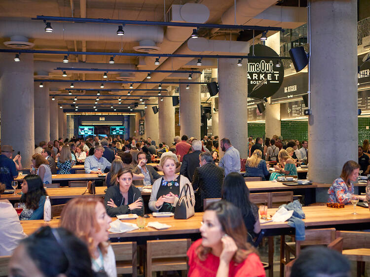 People eating and drinking in Time Out Boston