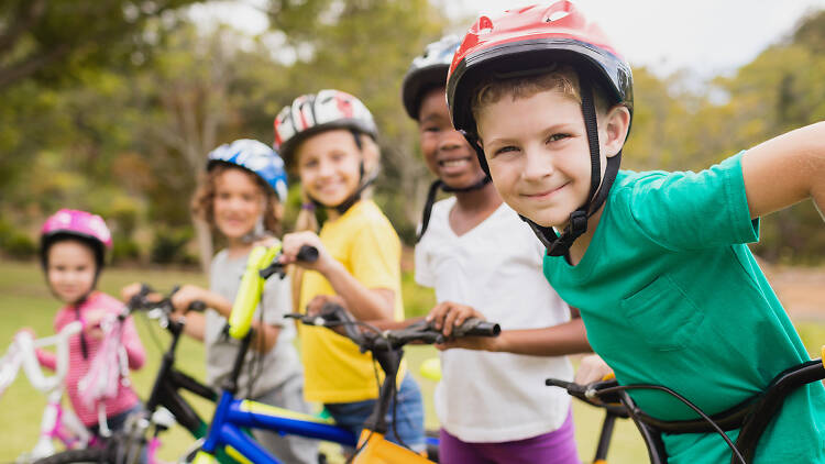 Shot of kids on bikes