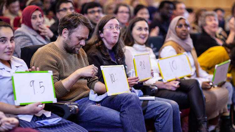 Crowd scoring poetry slam contestants