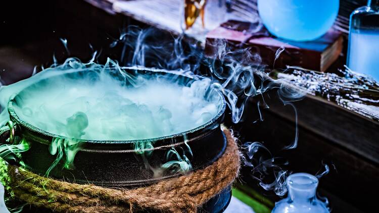 A stock image of a bubbling cauldron.