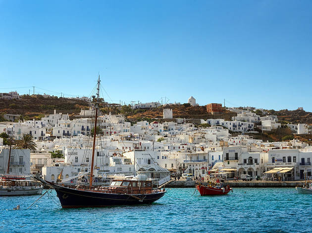 Mykonos harbour Ships in Mykonos harbour