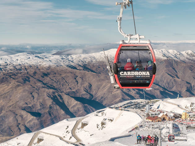 Cardrona Resort chondola, Queenstown An enclosed chondola goes up the mountain at Cardrona Resort