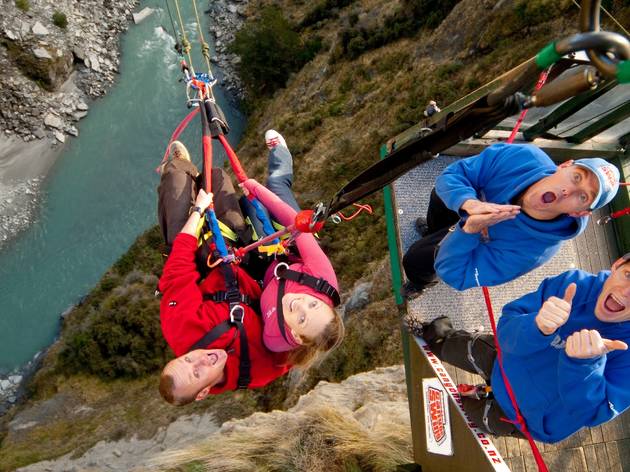 Shotover Canyon Fox, Queenstown A couple dangles over the river at Shotover Canyon Fox Queenstown