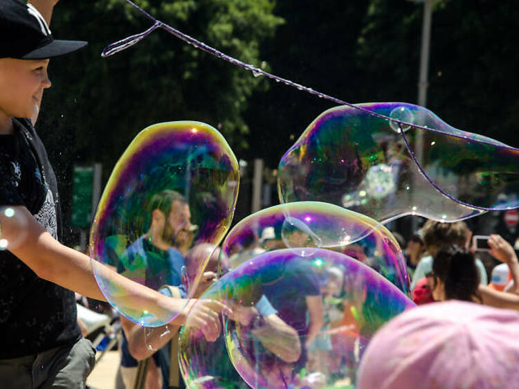 Go Pop! at the Bubble Parade at Habima Square