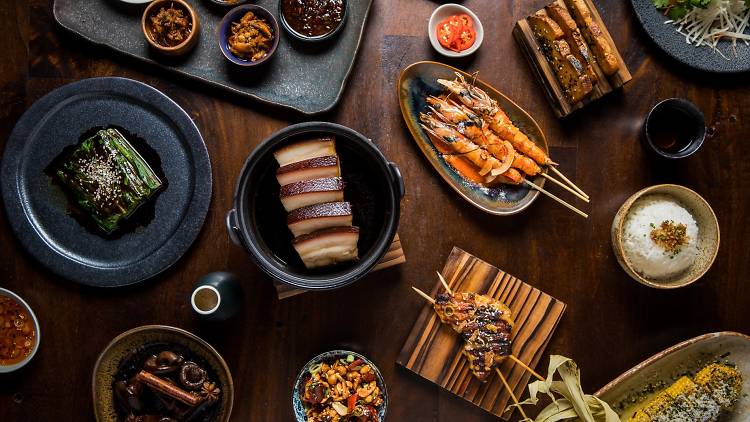 Flat lay of dishes at General Chao