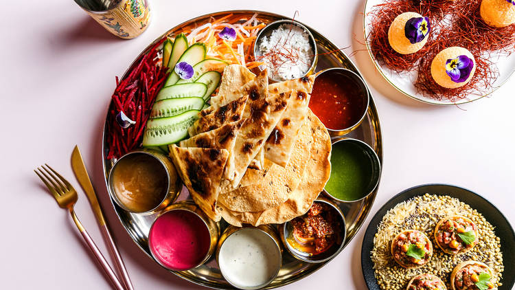 chutney and naan platter at Daughter in Law