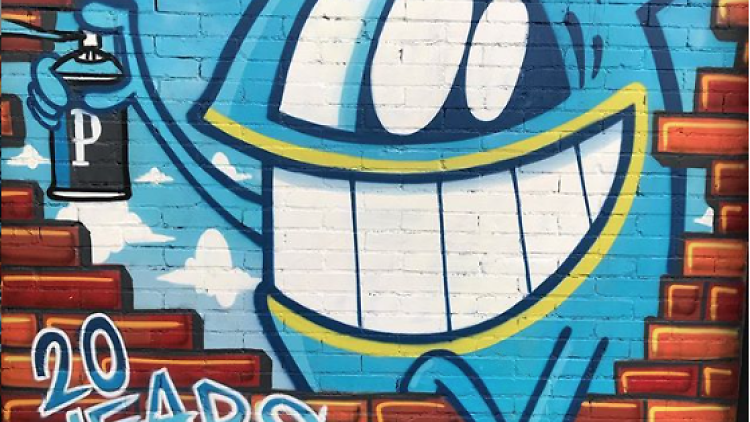 Pez, graffiti art, Smiling with Friends, Pez 20th anniversary